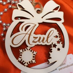 Adorno Navidad madera blanco con nombre